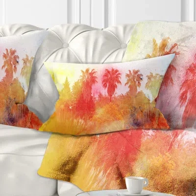 Design Art Abstract Tropical Landscape - Abstract Printed Pillow