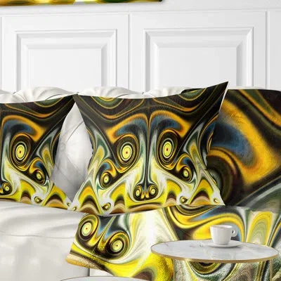 Design Art Abstract Unique Light Fractal Design Pattern Pillow In Yellow
