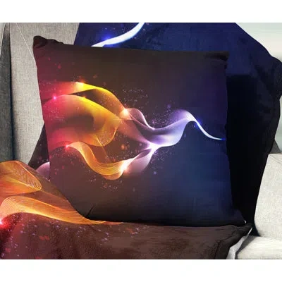 Design Art Abstract Vector Waves - Abstract Printed Pillow In Blue;red