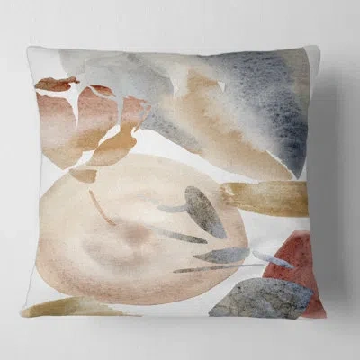 Design Art Abstract With Red Pink Beige And Gold Spots Pastel - Modern Printed Throw Pillow