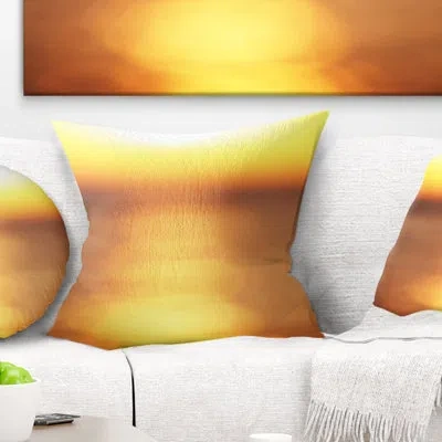 Design Art Abstract Yellow Sunset Reflection - Landscape Printed Pillow