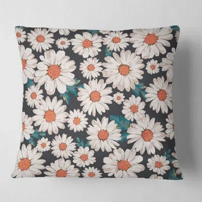 Design Art Abundance Of Daisy Flowers Square Pillow Cover & Insert In White;yellow