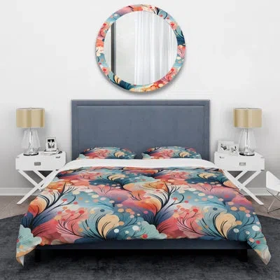 Design Art Adventure Blue And Pink Flower Botanical Pattern Bedding In Blue;pink