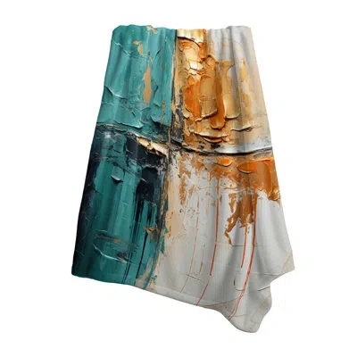 Design Art Adventure In Turquoise Orange - Abstract Throw Blanket For Couch