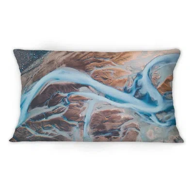 Design Art Aeral View A Glacial Rivers - Nautical & Coastal Printed Throw Pillow 1
