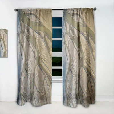Design Art Aerial Drone View Of A Meandering Riverbed - Nature Curtain - Velvet Room Darkening - 1 Panel