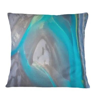 Design Art Aerial View Of Glacier Rivers Iceland I - Traditional Printed Throw Pillow In Blue;gray