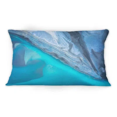 Design Art Aerial View Of Glacier Rivers Iceland Ii - Modern Printed Throw Pillow 1