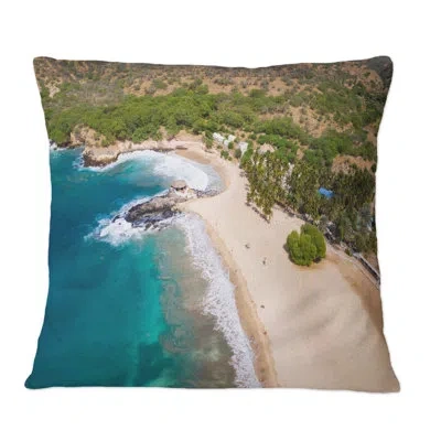 Design Art Aerial View Of Tropical Beach I - Nautical & Coastal Printed Throw Pillow
