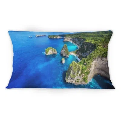 Design Art Aerial View Of Tropical Beach Ii - Nautical & Coastal Printed Throw Pillow 1