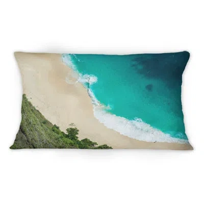 Design Art Aerial View Of Tropical Beach Vi - Nautical & Coastal Printed Pillow