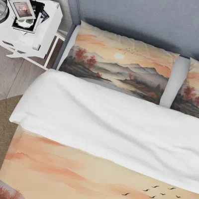 Design Art Africa Serengeti Sunset Ii Beddingmicrofiber / Polyester Duvet Cover Set In Yellow