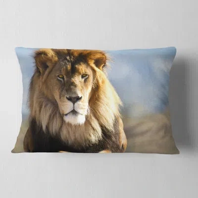 Design Art African Fierce Face Of King Of The Wild Lumbar Pillow