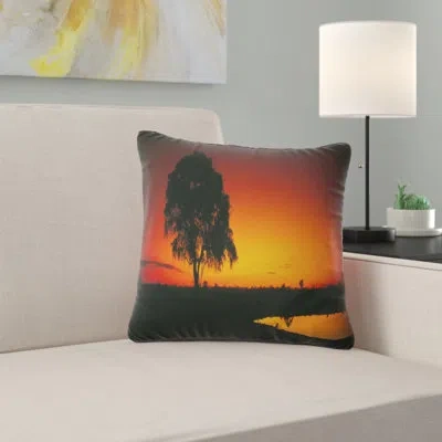 Design Art African Landscape Printed Sunset View In Tanzania Throw Pillow In Purple