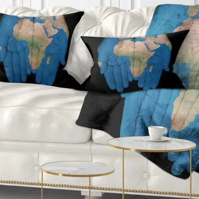 Design Art African Map In Our Hands - Maps & Flags Printed Pillow