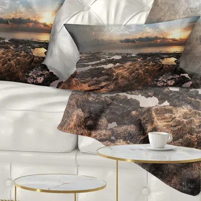Design Art African Rocky Coast Panorama - Sea & Shore Printed Throw Pillow