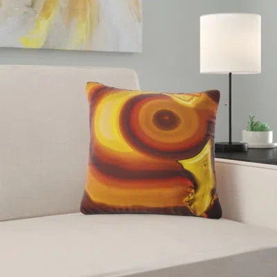 Design Art Agate Geode Slice Macro - Abstract Printed Pillow In Brown