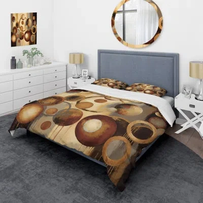 Design Art Aged Barrel Universes Iii - Abstract Painting Duvet Cover Set - Microfiber Polyester In Brown;beige