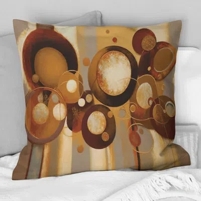 Design Art Aged Barrel Universes Iv - Abstract Printed Throw Pillow In Brown;beige
