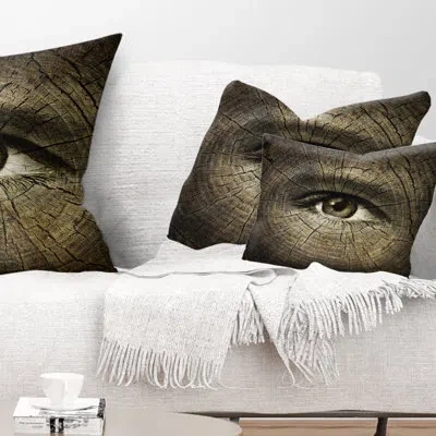 Design Art Aging Eyes - Abstract Printed Pillow In Gray