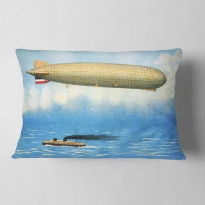 Design Art Airship - Sea & Shore Printed Throw Pillow In Blue