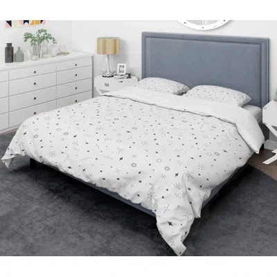 Design Art Al Diamond Iii Mid-century Duvet Cover Set In Black,white