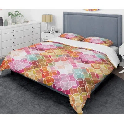 Design Art Al Retro Ii Mid-century Duvet Cover Set In Pink