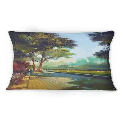 Design Art Alley In Colorful Spring Park -1 Modern Printed Throw Pillow