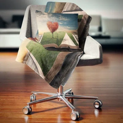 Design Art Amazing Heart Tree And Book - Abstract Printed Pillow In Green