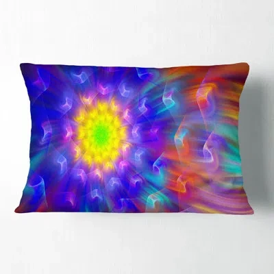 Design Art Amazing Multi Color Petals Dandelion - Floral Printed Throw Pillow In Blue