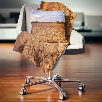 Design Art Amazing View Of African Landscape - Landscape Printed Pillow In Orange