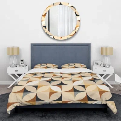 Design Art Ammerie Brown/beige Microfiber Duvet Cover Set In Brown;beige