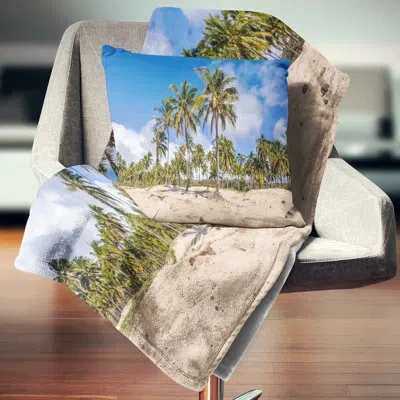 Design Art Anakena Beach In Easter Island - Sea & Shore Printed Pillow In Multi-color