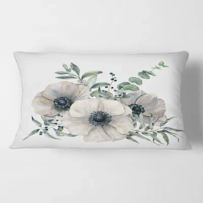 Design Art Anemone Bouquet With Eucalyptus Leaves Rectangular Pillow Cover & Insert