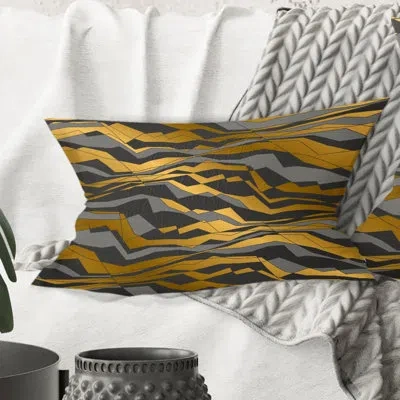 Design Art Angled Lines And Waves Pattern - Mid-century Modern Printed Throw Pillow