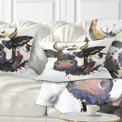 Design Art Animal Beautiful Cow Watercolor Graphic Lumbar Pillow