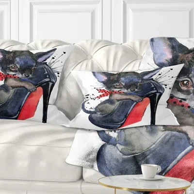 Design Art Animal Cute Dog Over Large Heeled Shoe Lumbar Pillow