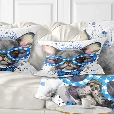 Design Art Animal Cute French Bulldog With Glasses Lumbar Pillow