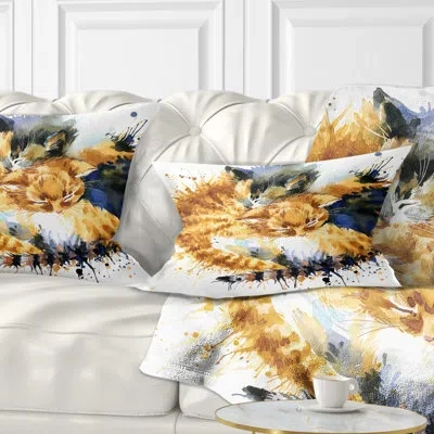 Design Art Animal Cute Kitten Graphical Illustration Lumbar Pillow