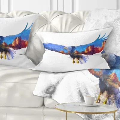 Design Art Animal Eagle Double Exposure Illustration Lumbar Pillow