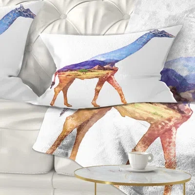 Design Art Animal Giraffe Double Exposure Illustration Lumbar Pillow
