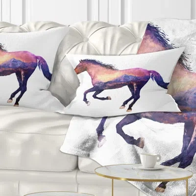 Design Art Animal Horse Double Exposure Illustration Lumbar Pillow