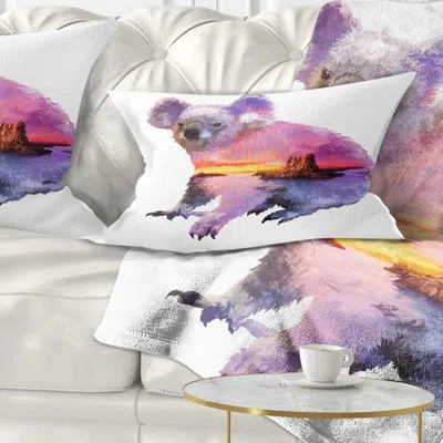 Design Art Animal Koala Double Exposure Illustration Lumbar Pillow