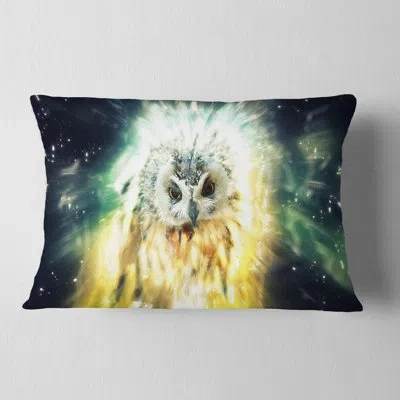 Design Art Animal Owl Over Colorful Abstract Image Lumbar Pillow