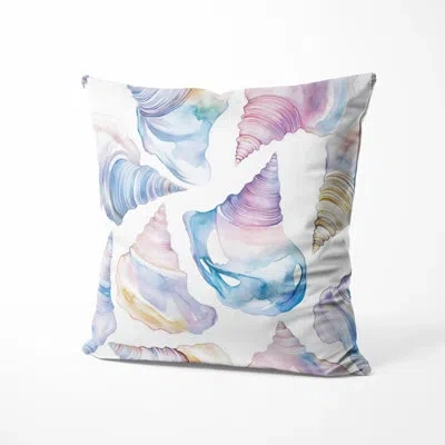 Design Art Animal Print Decorative Cushion - Purple Shell Coastal Collage Printed Throw Pillow In Blue;purple