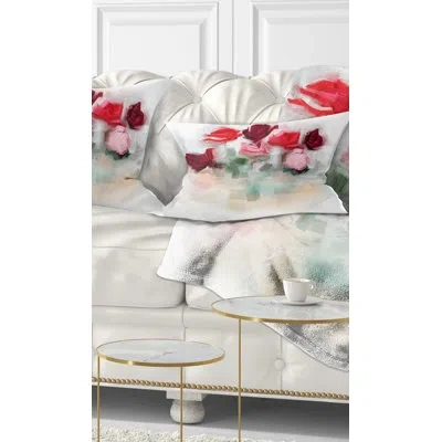 Design Art Animal Rose Floral Watercolor Illustration Lumbar Pillow