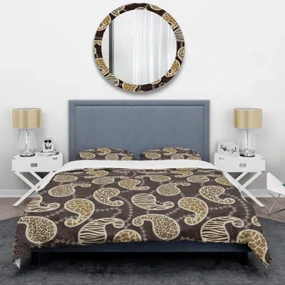 Design Art Animal Skin Paisley - Animals Duvet Cover Set - Microfiber Polyester In Brown,tan