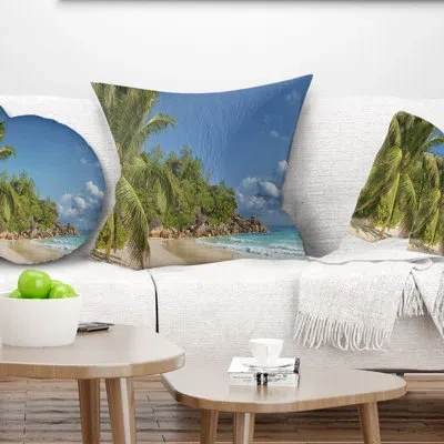 Design Art Anse Georgette Beach Dark Blue - Sea & Shore Printed Pillow
