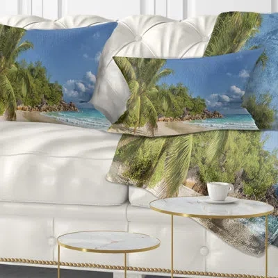 Design Art Anse Georgette Beach Dark Blue - Sea & Shore Printed Throw Pillow