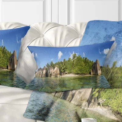 Design Art Anse Lazio Beach Seychelles Panorama Seashore Lumbar Pillow In Multi-color